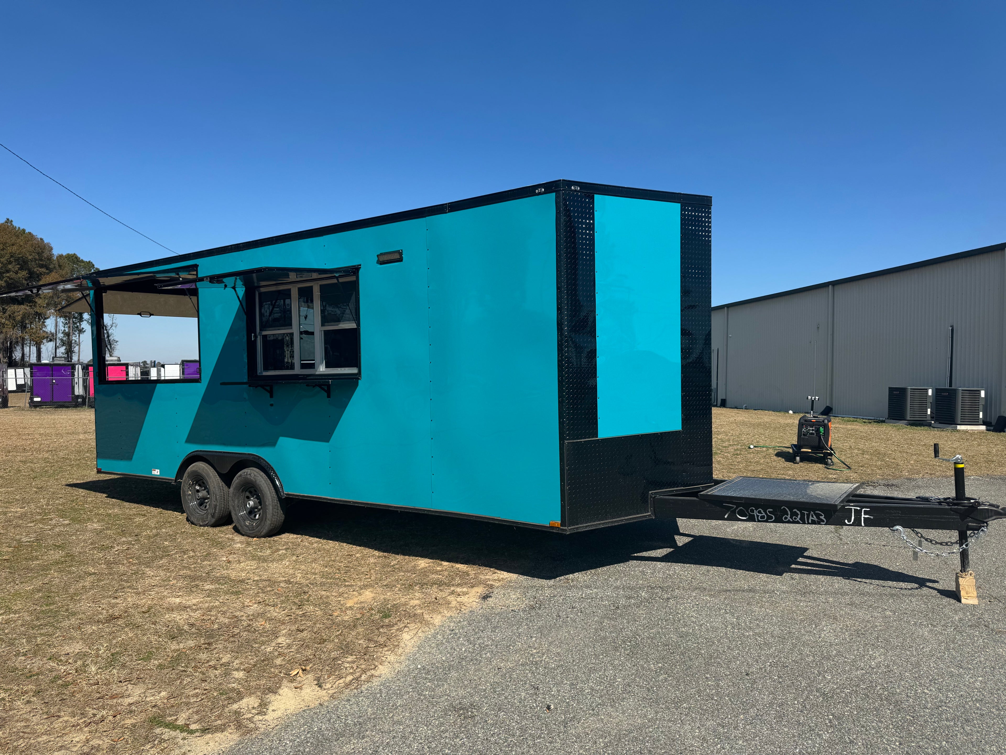 8.5X22TA3 Water Blue Concession Gullwing Porch Trailer