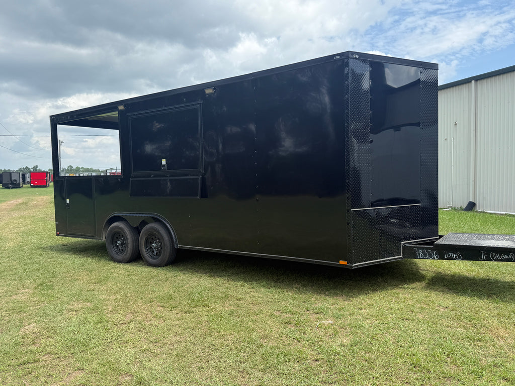 BBQ Trailer for Sale | 8.5x20 Black Porch Concession Trailer