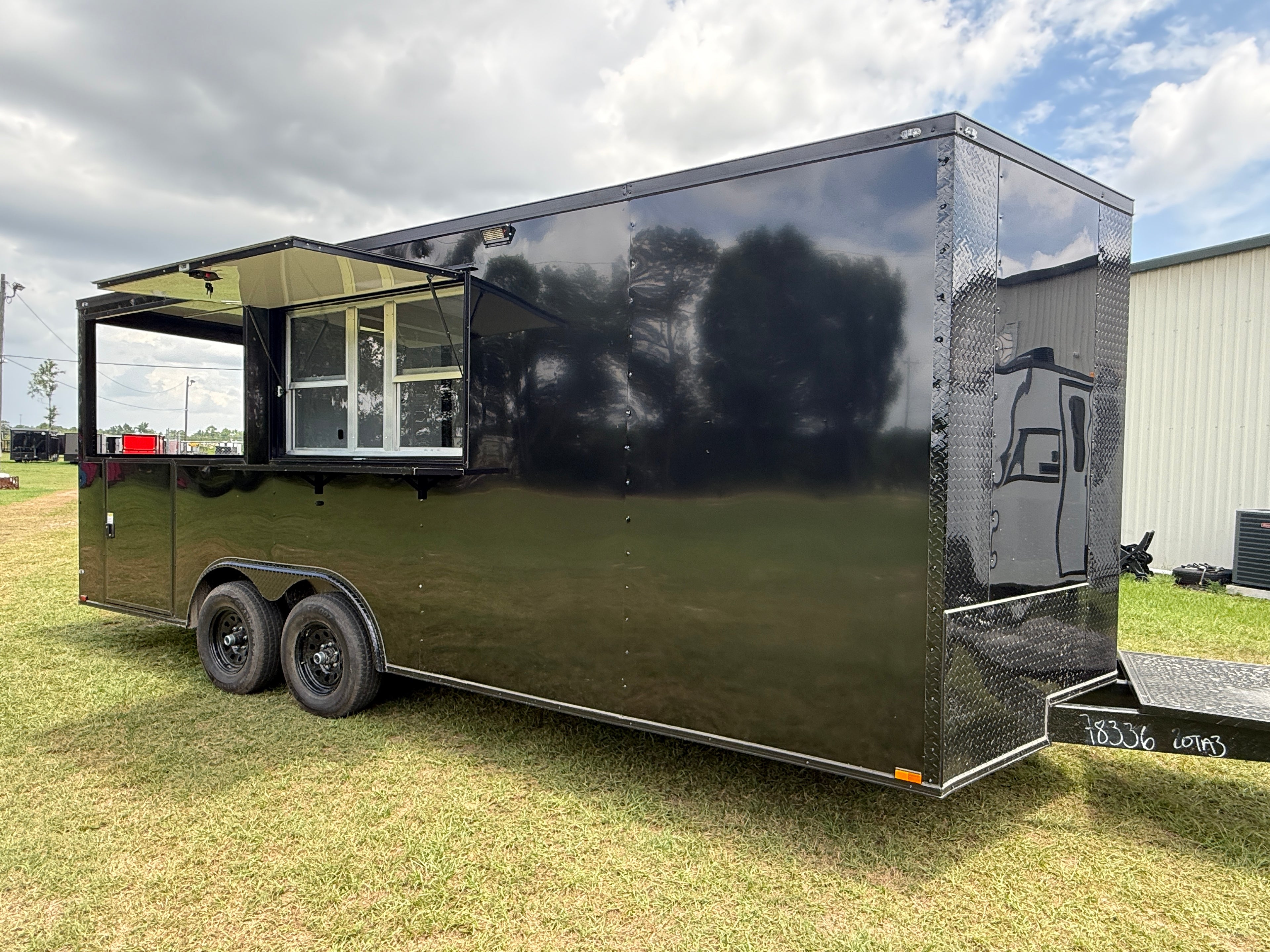 BBQ Trailer for Sale | 8.5x20 Black Porch Concession Trailer