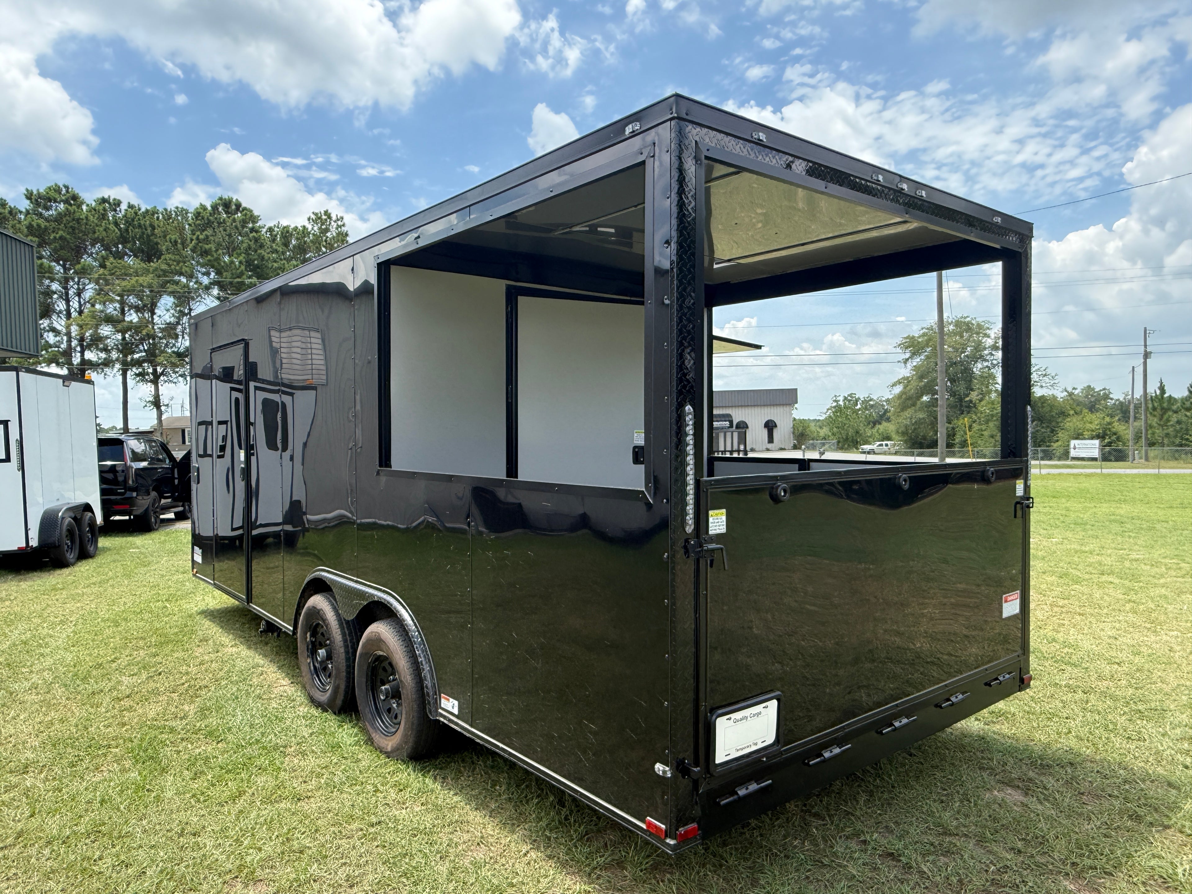 BBQ Trailer for Sale | 8.5x20 Black Porch Concession Trailer