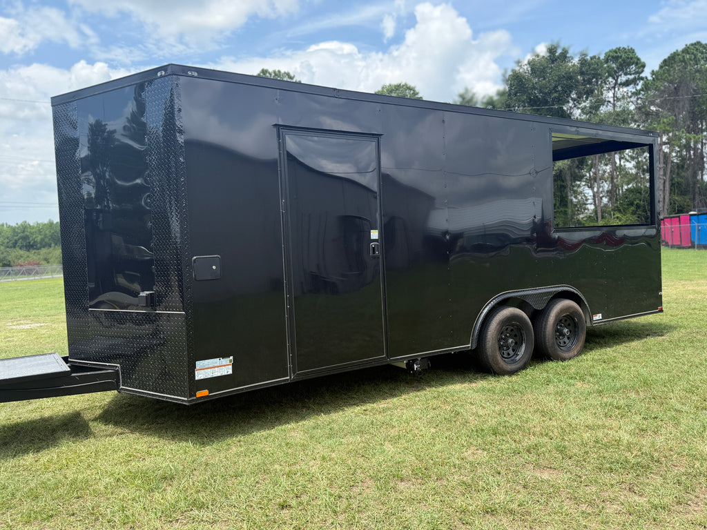 BBQ Trailer for Sale | 8.5x20 Black Porch Concession Trailer