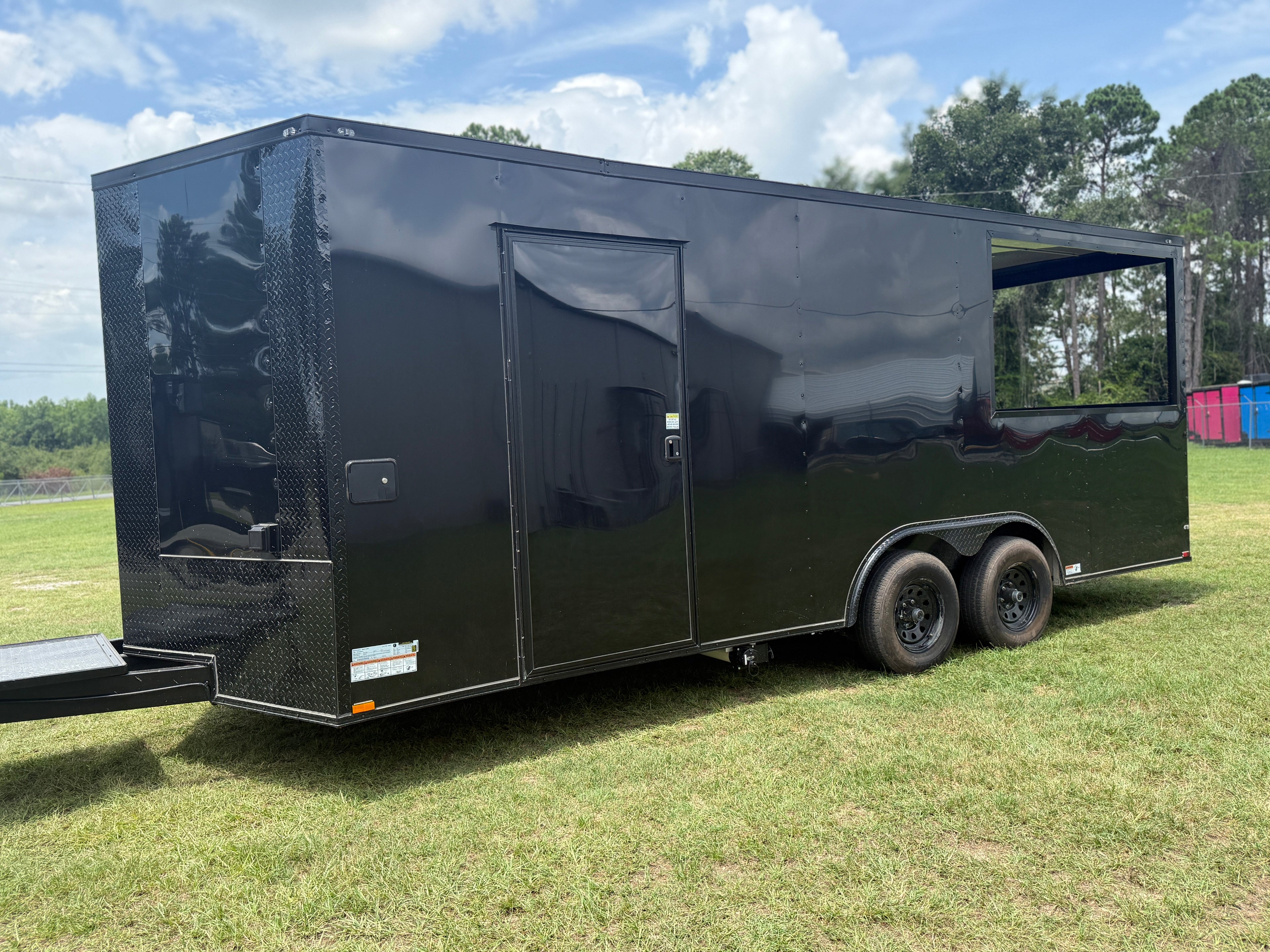 BBQ Trailer for Sale | 8.5x20 Black Porch Concession Trailer
