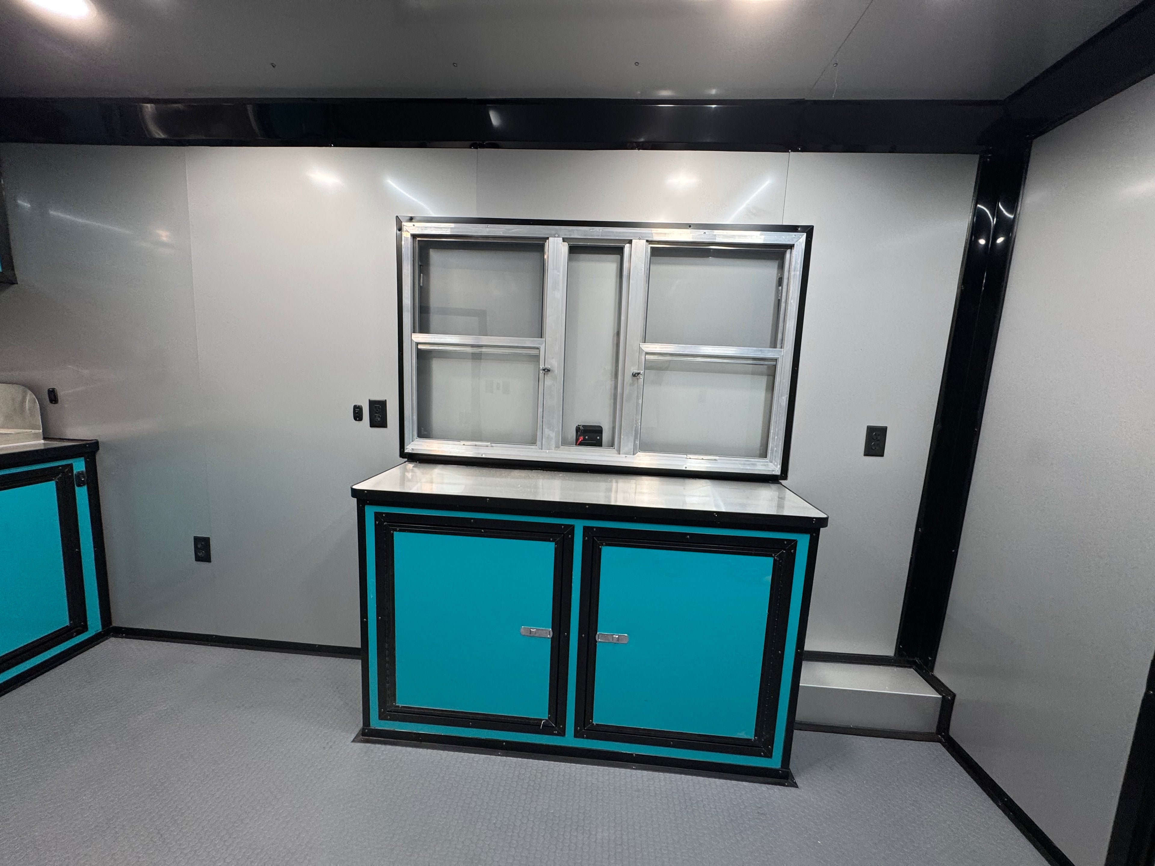 8.5X22TA3 Water Blue Concession Gullwing Porch Trailer