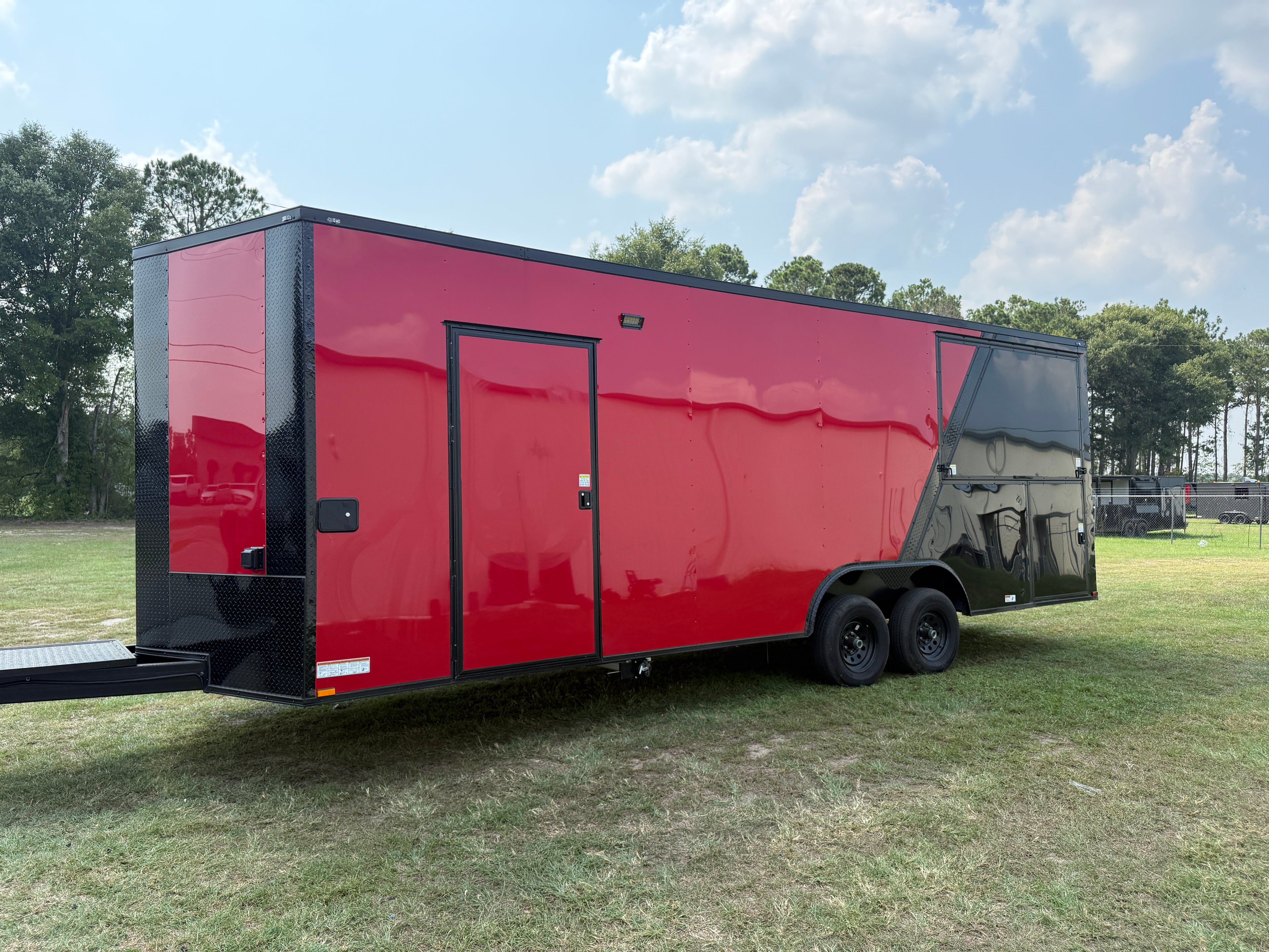 8.5X24TA Red Black Gullwing Porch Trailer
