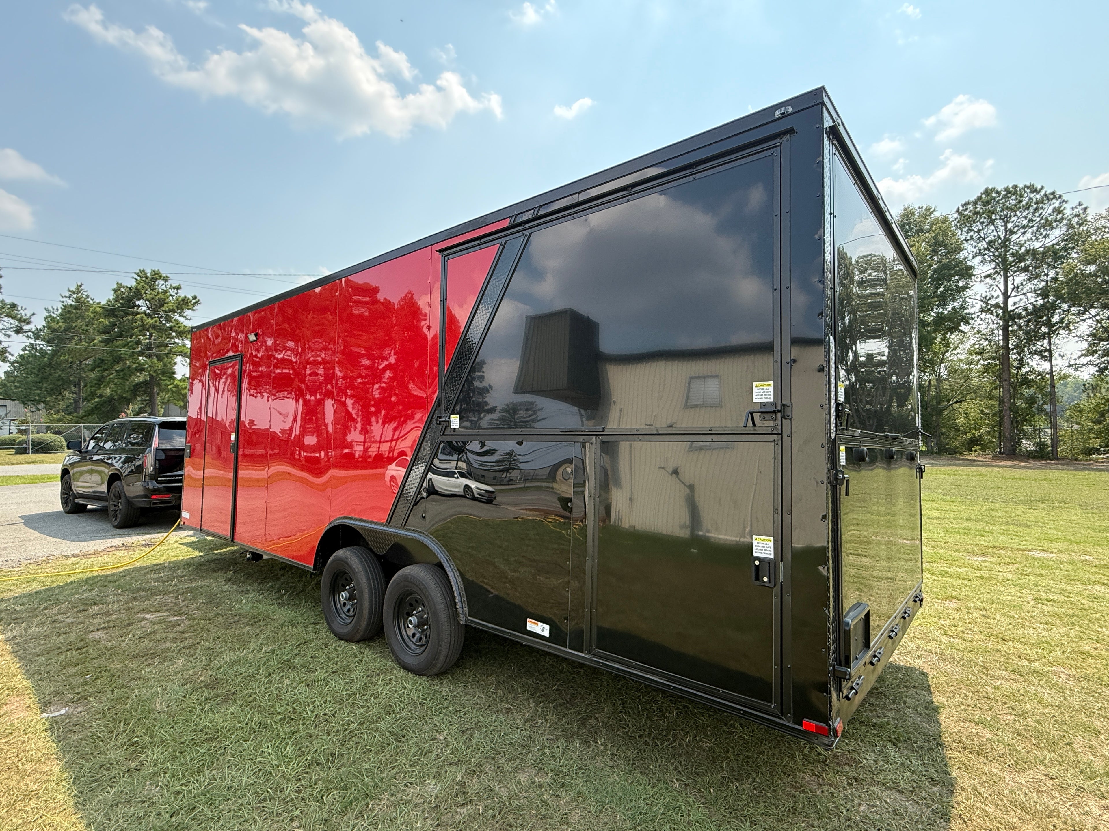8.5X24TA Red Black Gullwing Porch Trailer