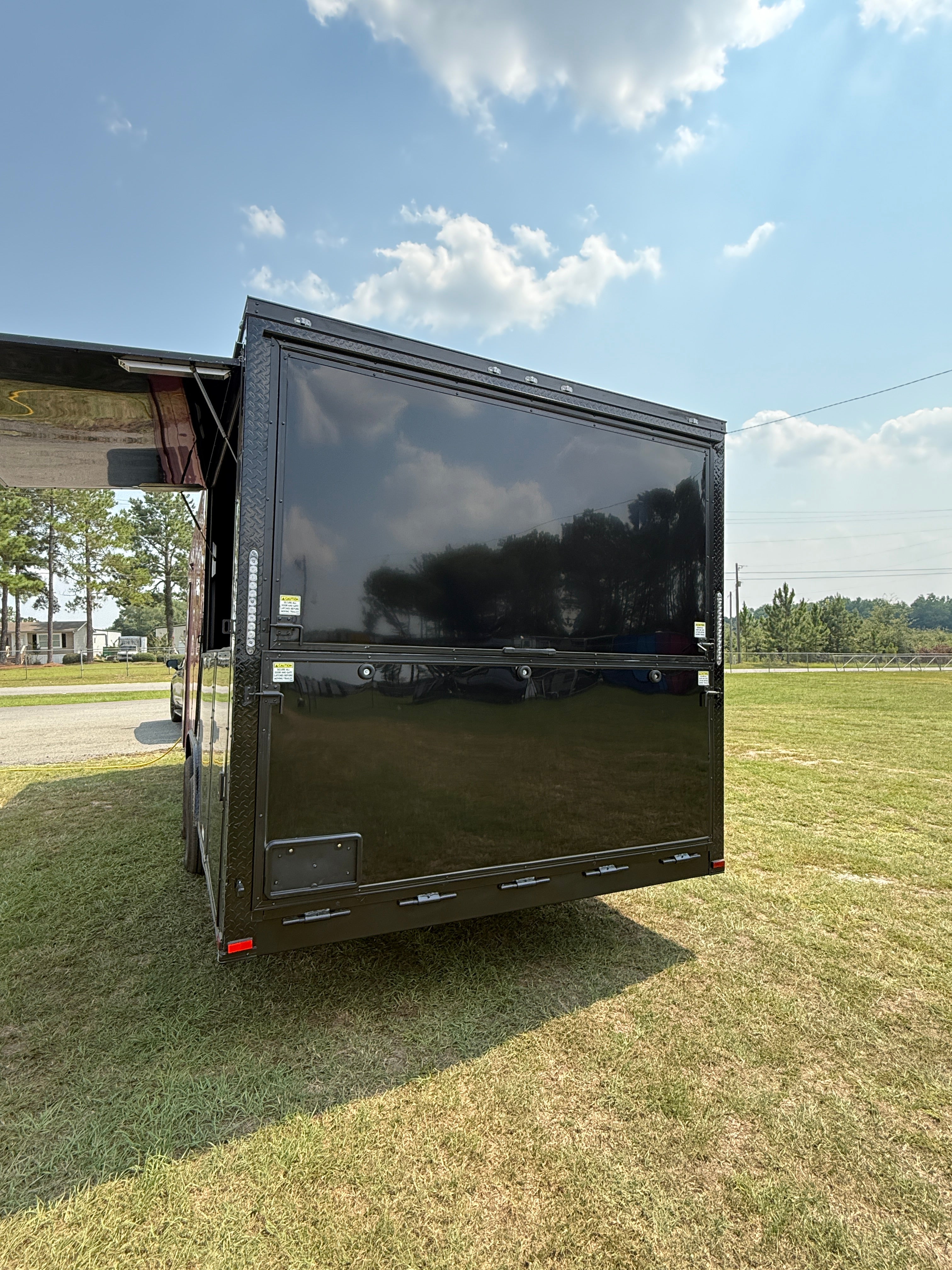 8.5X24TA Red Black Gullwing Porch Trailer