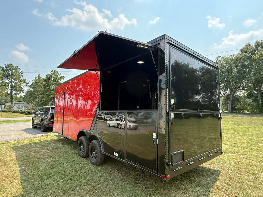 8.5X24TA Red Black Gullwing Porch Trailer