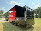 8.5X24TA Red Black Gullwing Porch Trailer