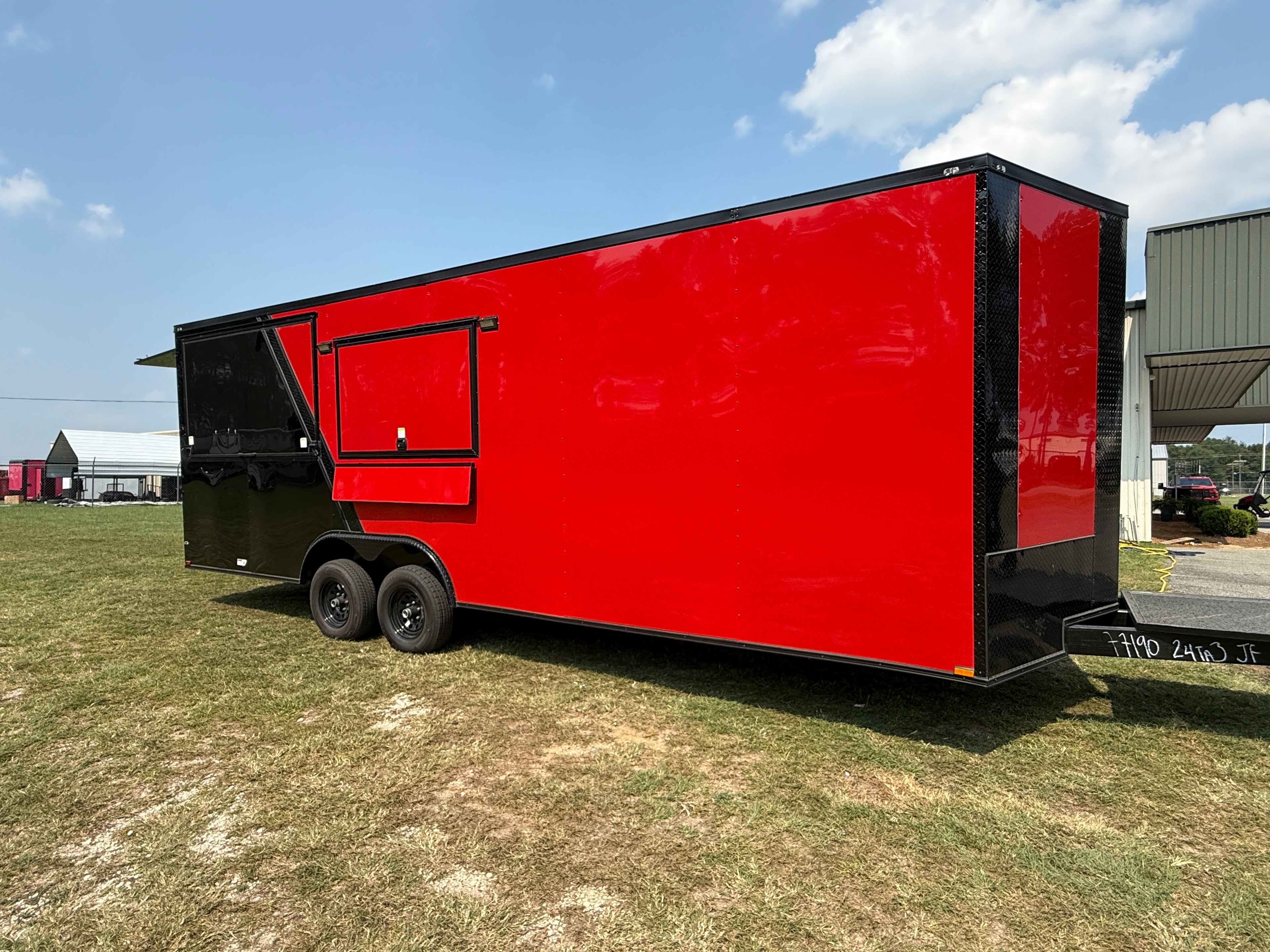 8.5X24TA Red Black Gullwing Porch Trailer