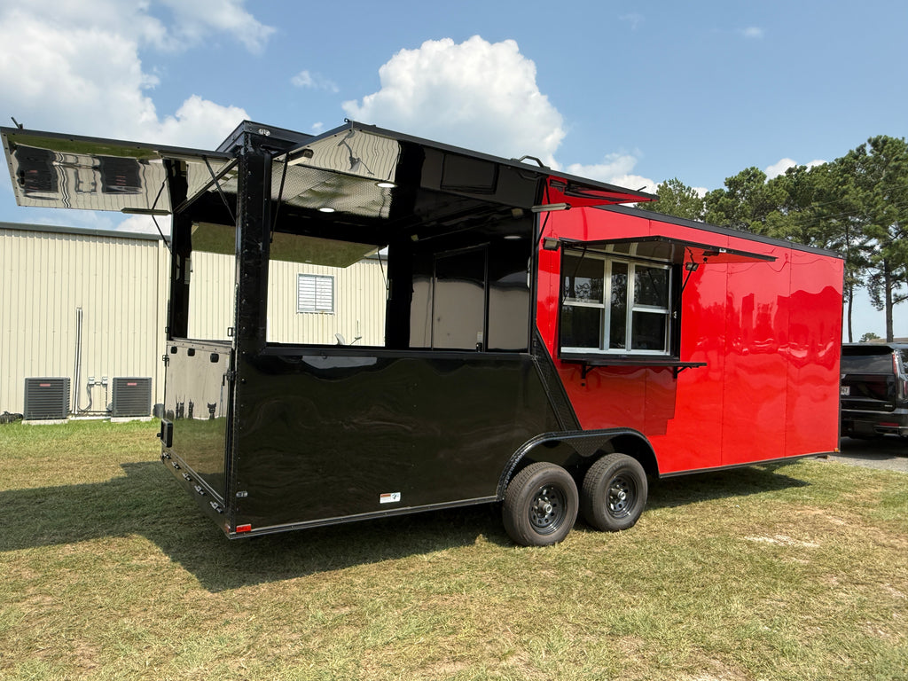 8.5X24TA Red Black Gullwing Porch Trailer