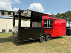 8.5X24TA Red Black Gullwing Porch Trailer