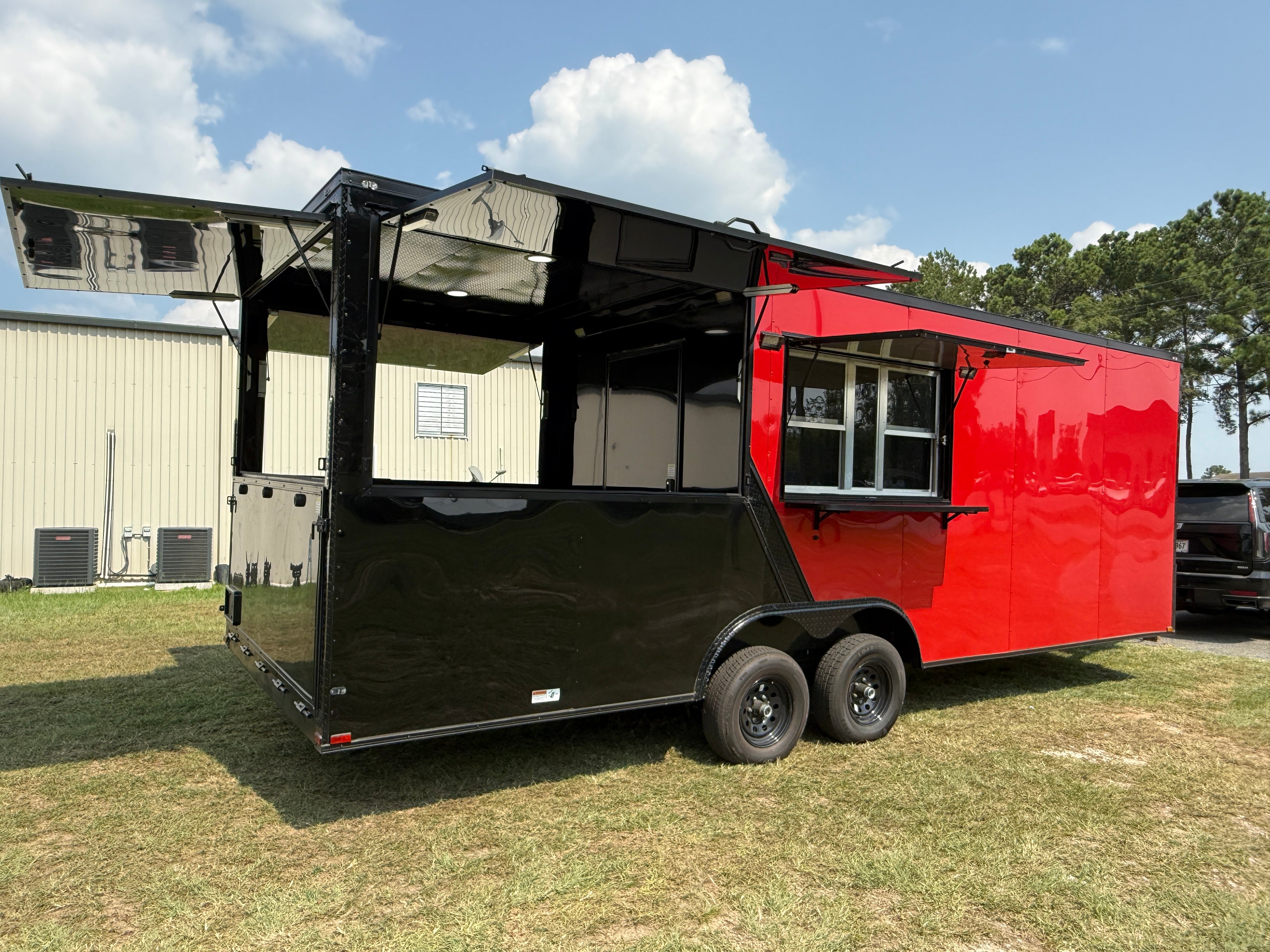 8.5X24TA Red Black Gullwing Porch Trailer