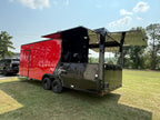 8.5X24TA Red Black Gullwing Porch Trailer