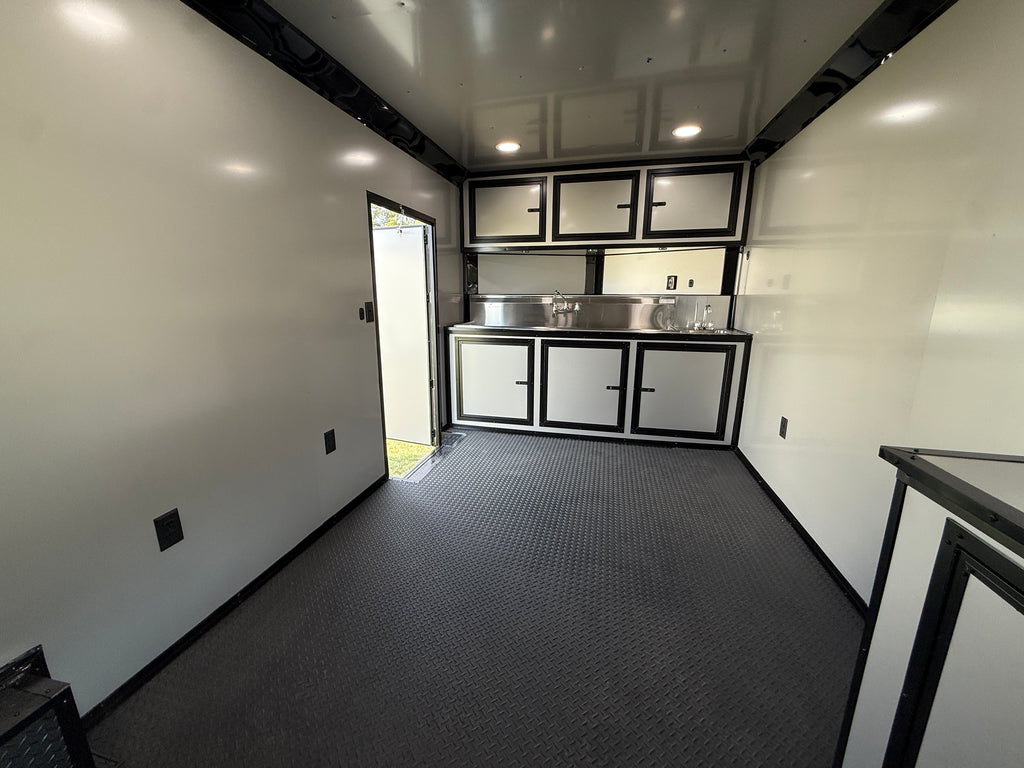 8.5X24TA Red Black Gullwing Porch Trailer