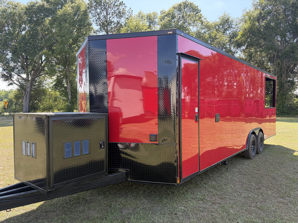 8.5X24TA Red Concession Porch Trailer
