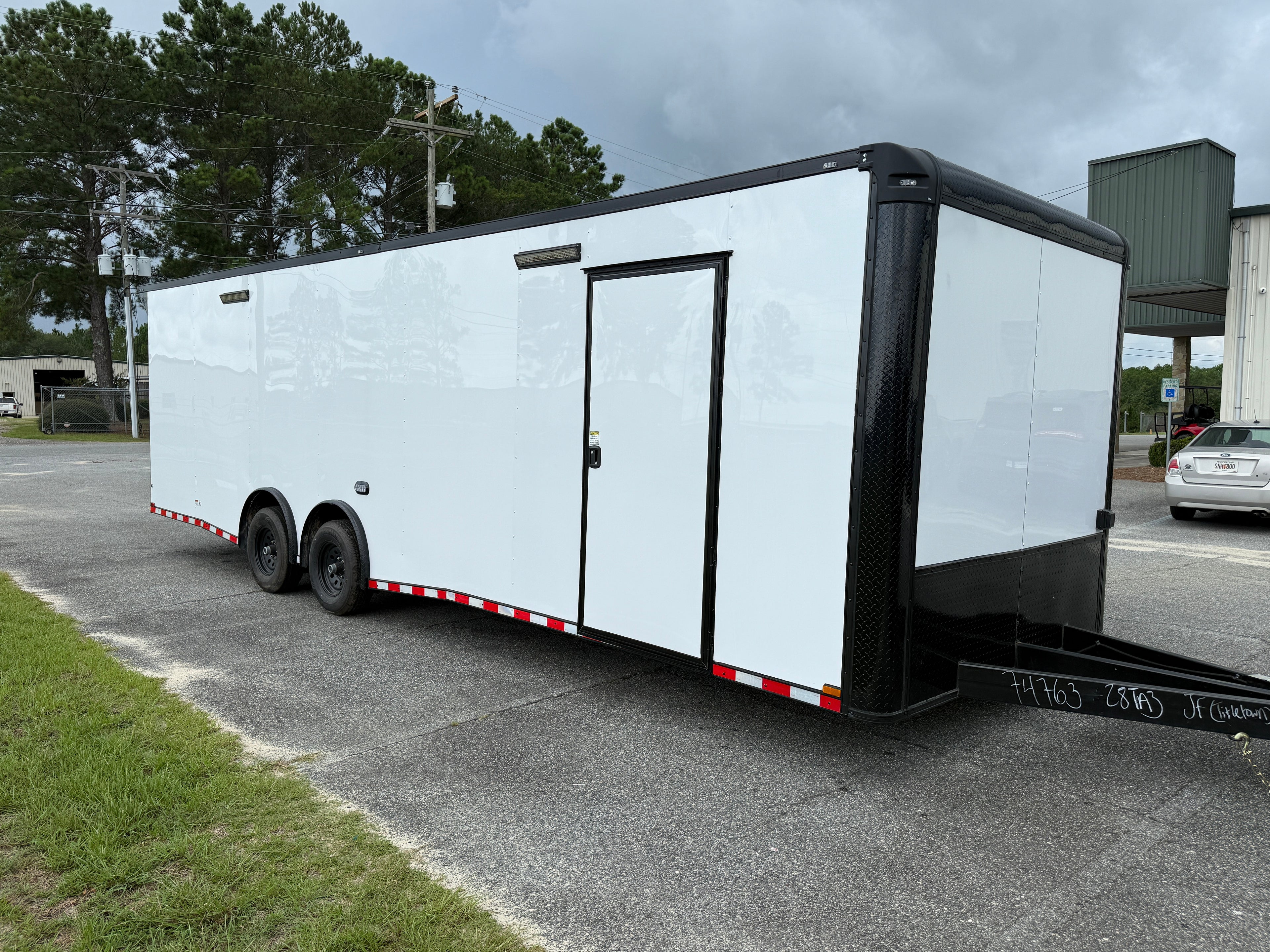 8.5X28TA5 White Race Ready Trailer | Car Hauler