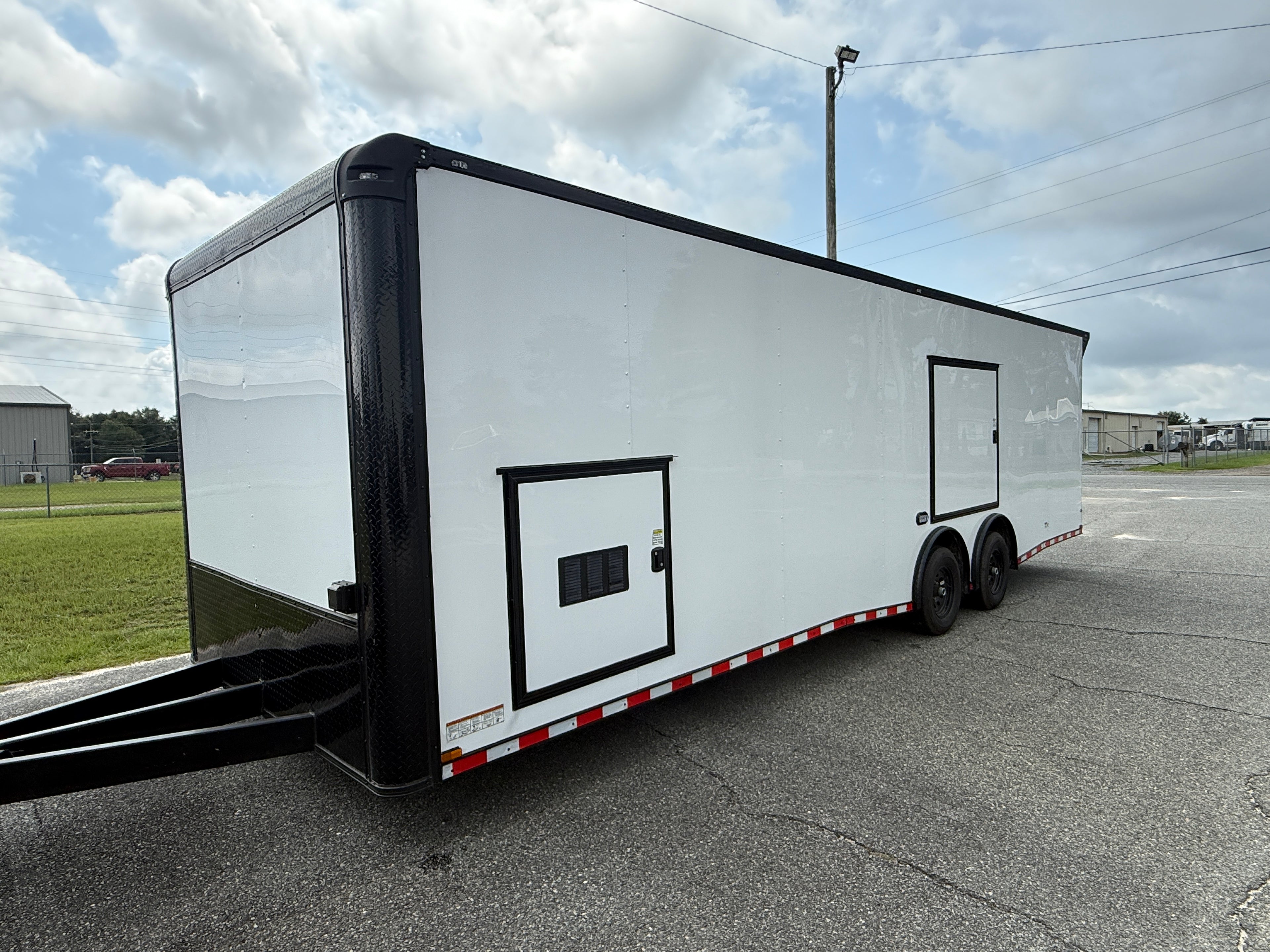 8.5X28TA5 White Race Ready Trailer | Car Hauler