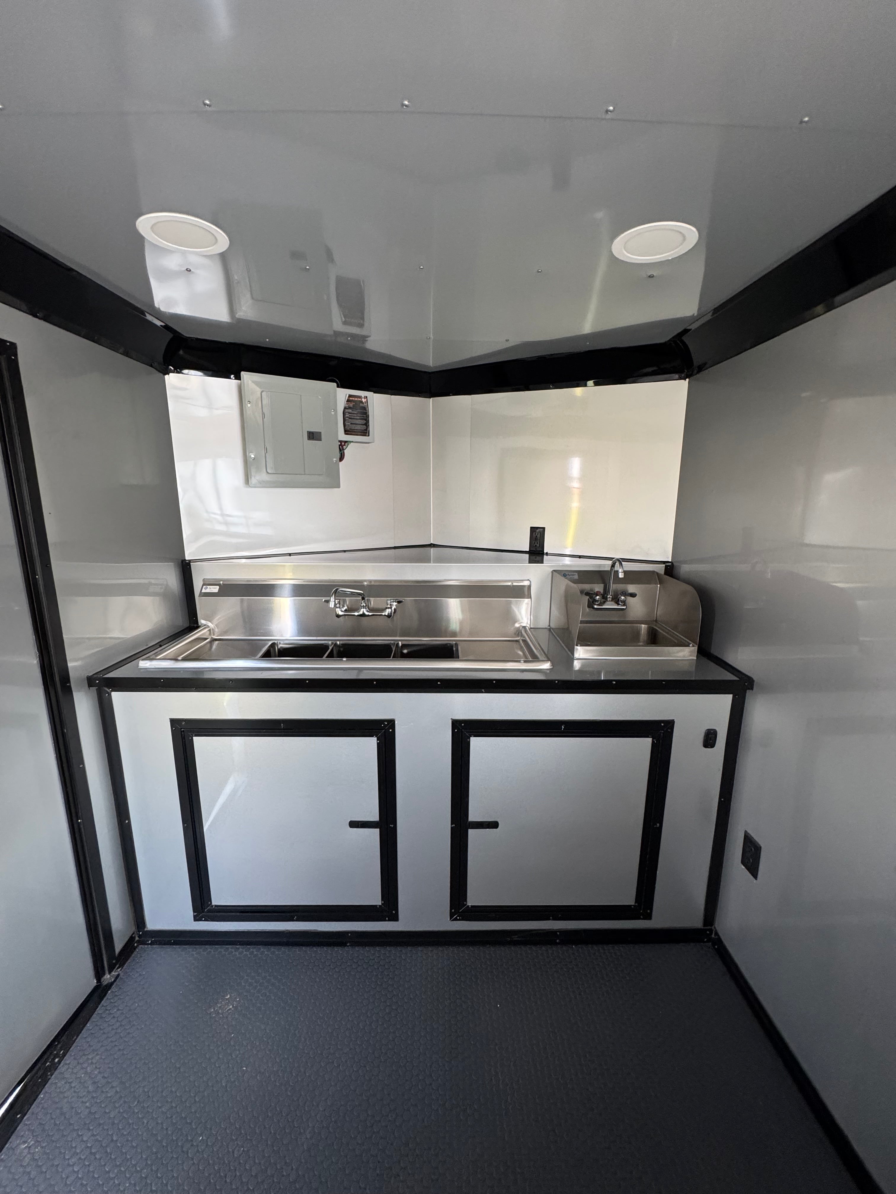 7X14TA Black & Wood Siding Concession Trailer