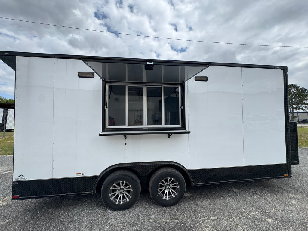 8.5X18TA3 White Concession Trailer