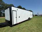 8.5X32TA White Concession Gullwing Porch Trailer | Half Bathroom