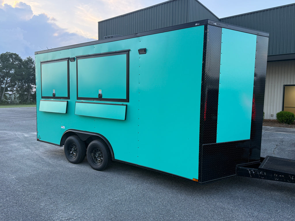 8.5X16TA Seafoam Beverage Trailer | Dirty Soda Trailer
