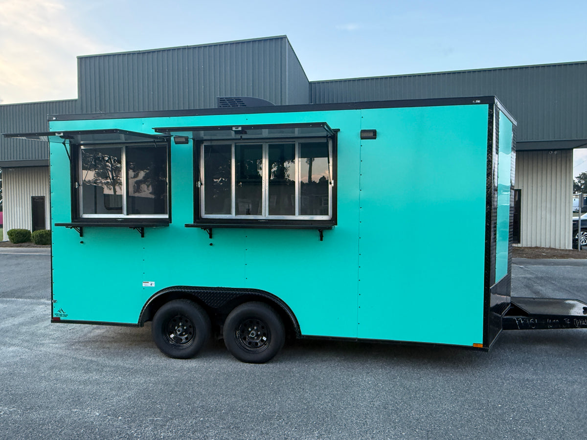 8.5X16TA Seafoam Beverage Trailer | Dirty Soda Trailer