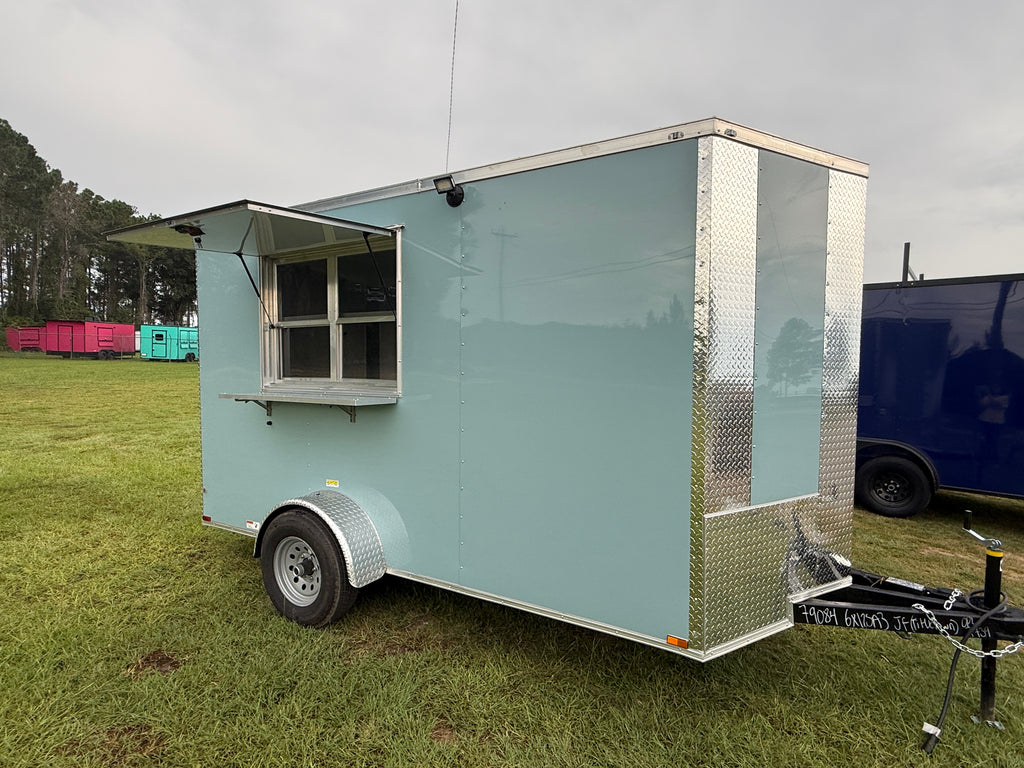 6X12SA Polar Blue Concession Trailer | Beverage Trailer