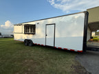 8.5X32TA White Concession Gullwing Porch Trailer | Half Bathroom