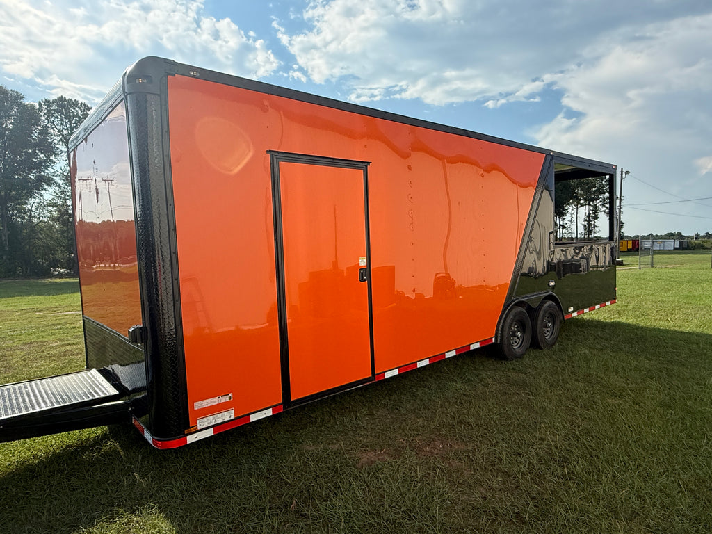 8.5X26TA Orange Black BBQ Porch Trailer