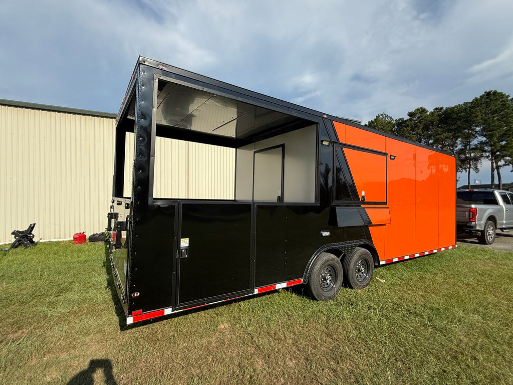 8.5X26TA Orange Black BBQ Porch Trailer