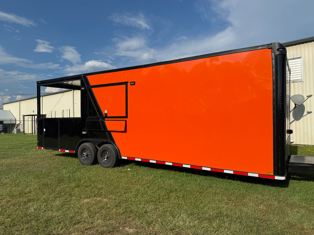 8.5X26TA Orange Black BBQ Porch Trailer