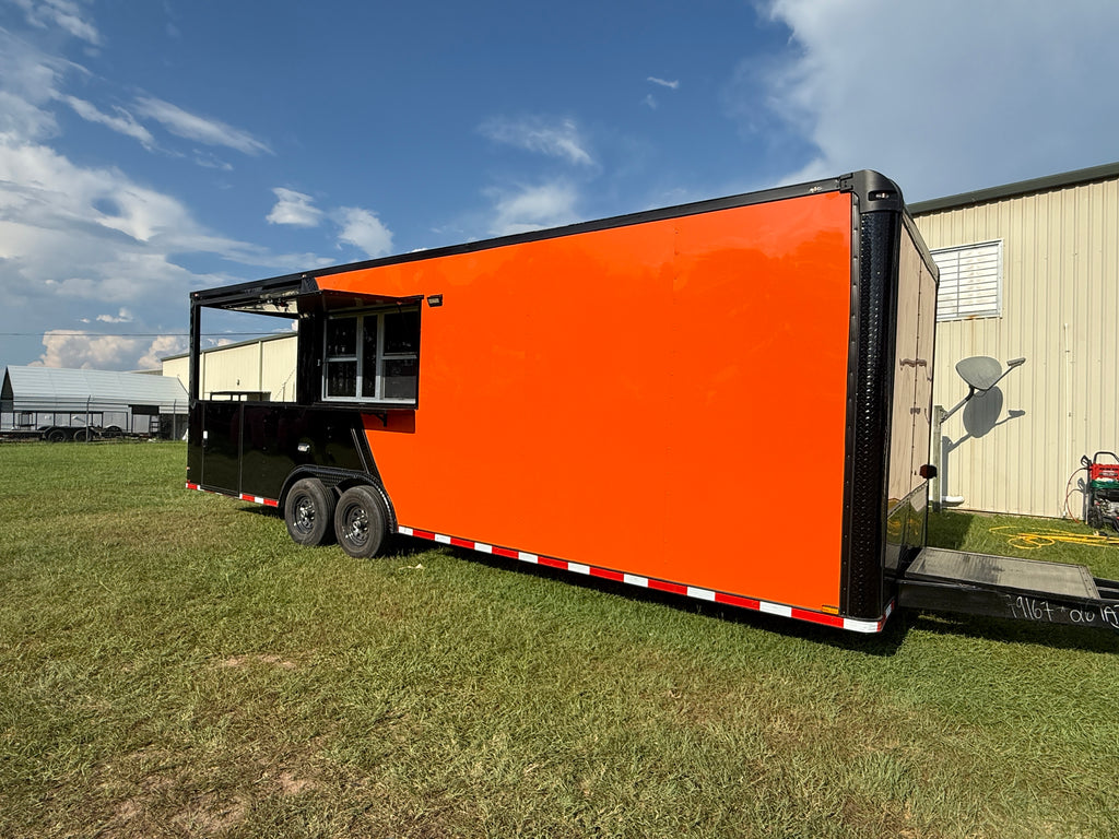 8.5X26TA Orange Black BBQ Porch Trailer