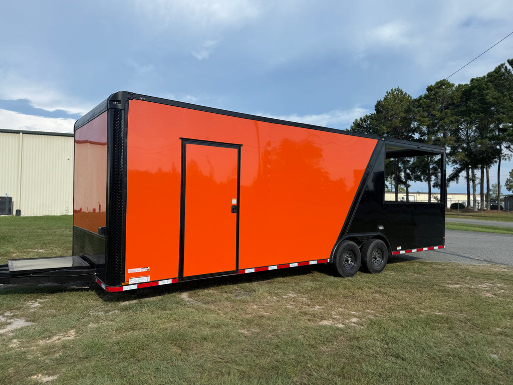 8.5X26TA Orange Black BBQ Porch Trailer