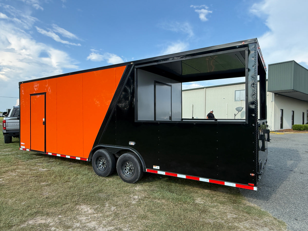 8.5X26TA Orange Black BBQ Porch Trailer