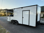 8.5X18 White Gullwing Porch Trailer