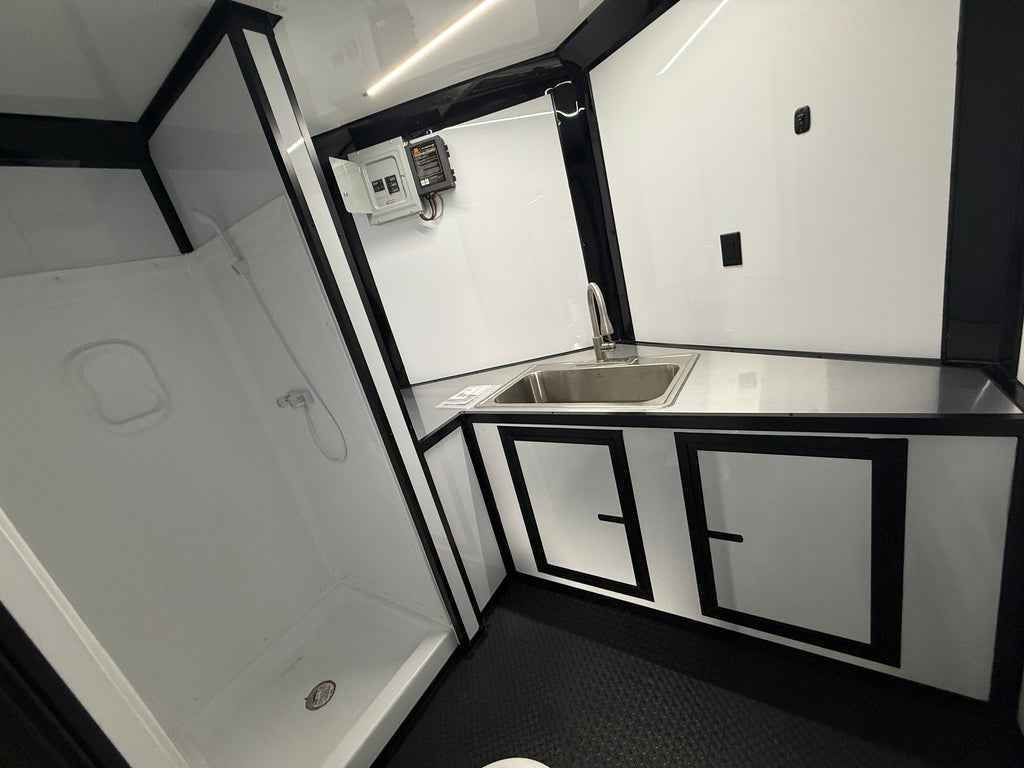 8.5X20  Black Race Ready Trailer | Full Bathroom