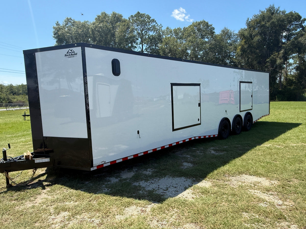 8.5X36 White Car Hauler Trailer | 2 Car Hauler