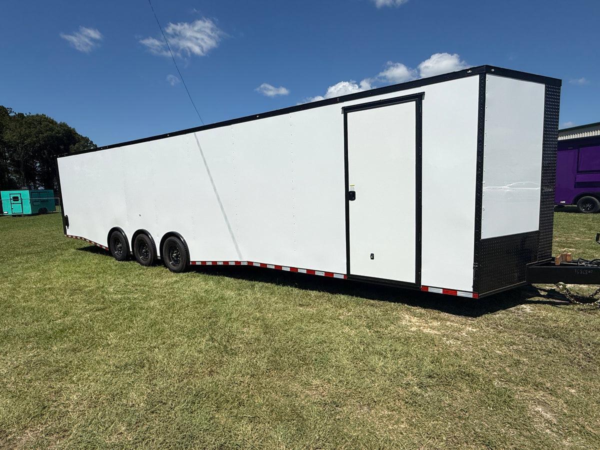8.5X36 White Car Hauler Trailer | 2 Car Hauler