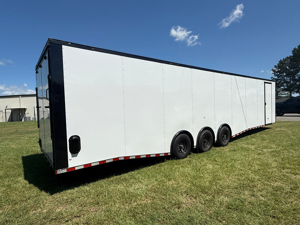 8.5X36 White Car Hauler Trailer | 2 Car Hauler