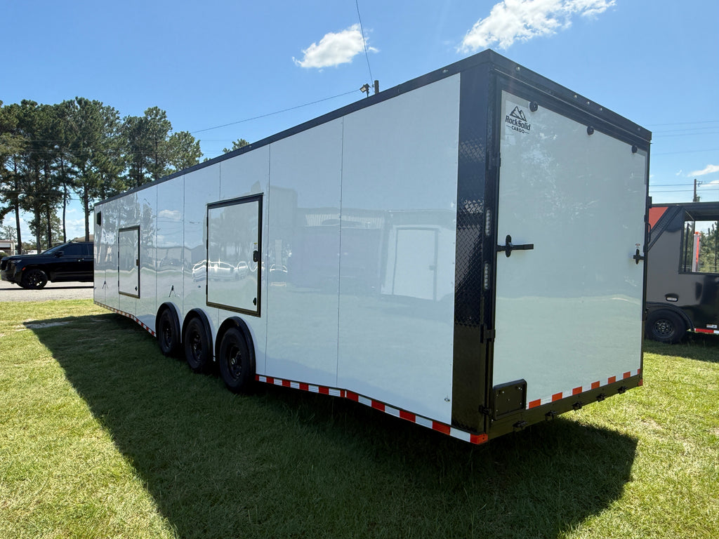 8.5X36 White Car Hauler Trailer | 2 Car Hauler
