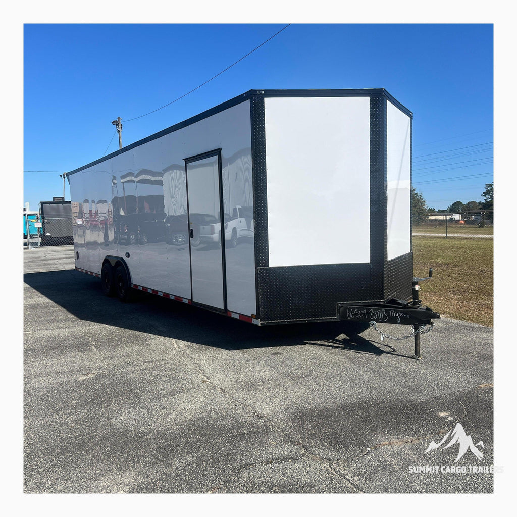 8.5X28TA3 White Standard Car Hauler Trailer