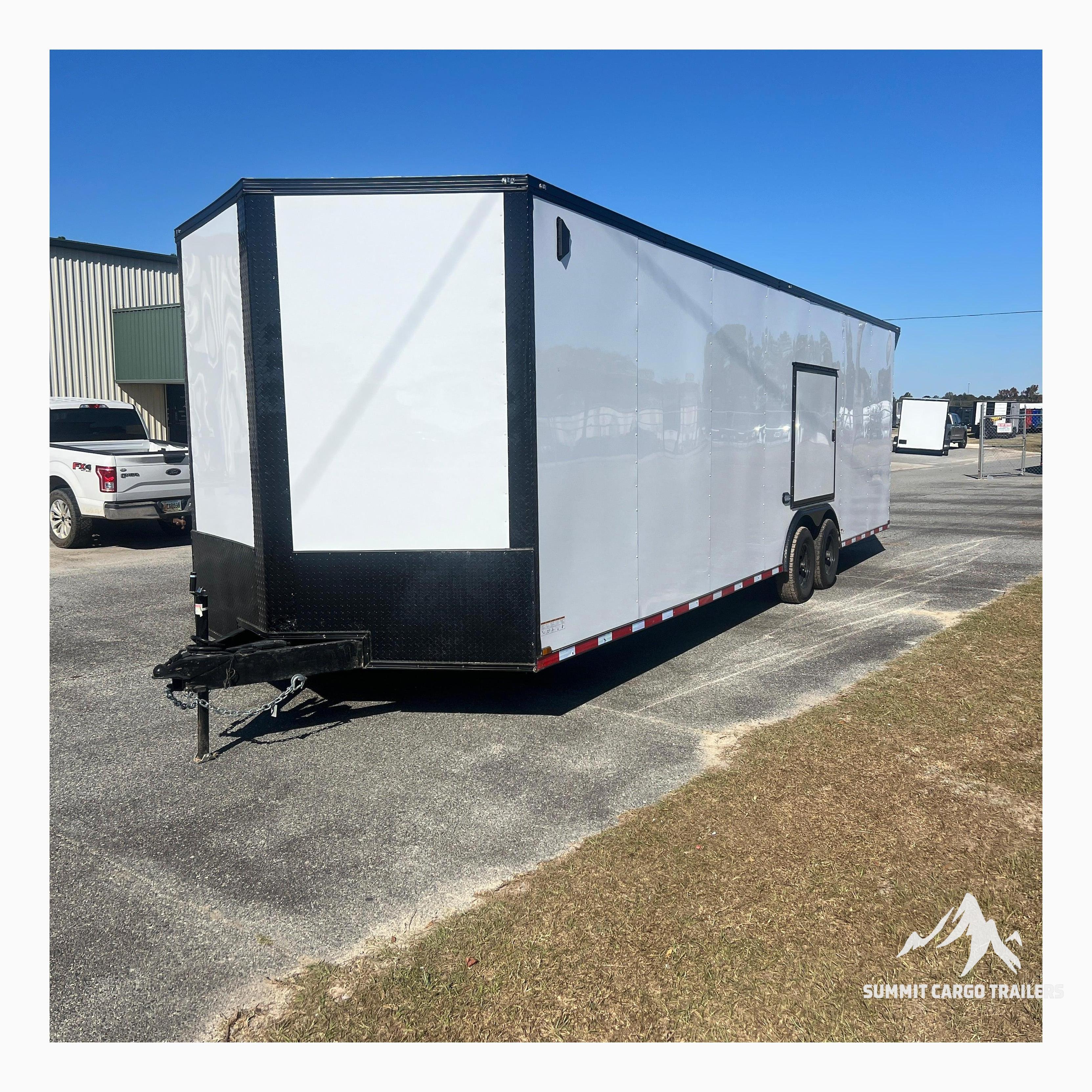 8.5X28TA3 White Standard Car Hauler Trailer