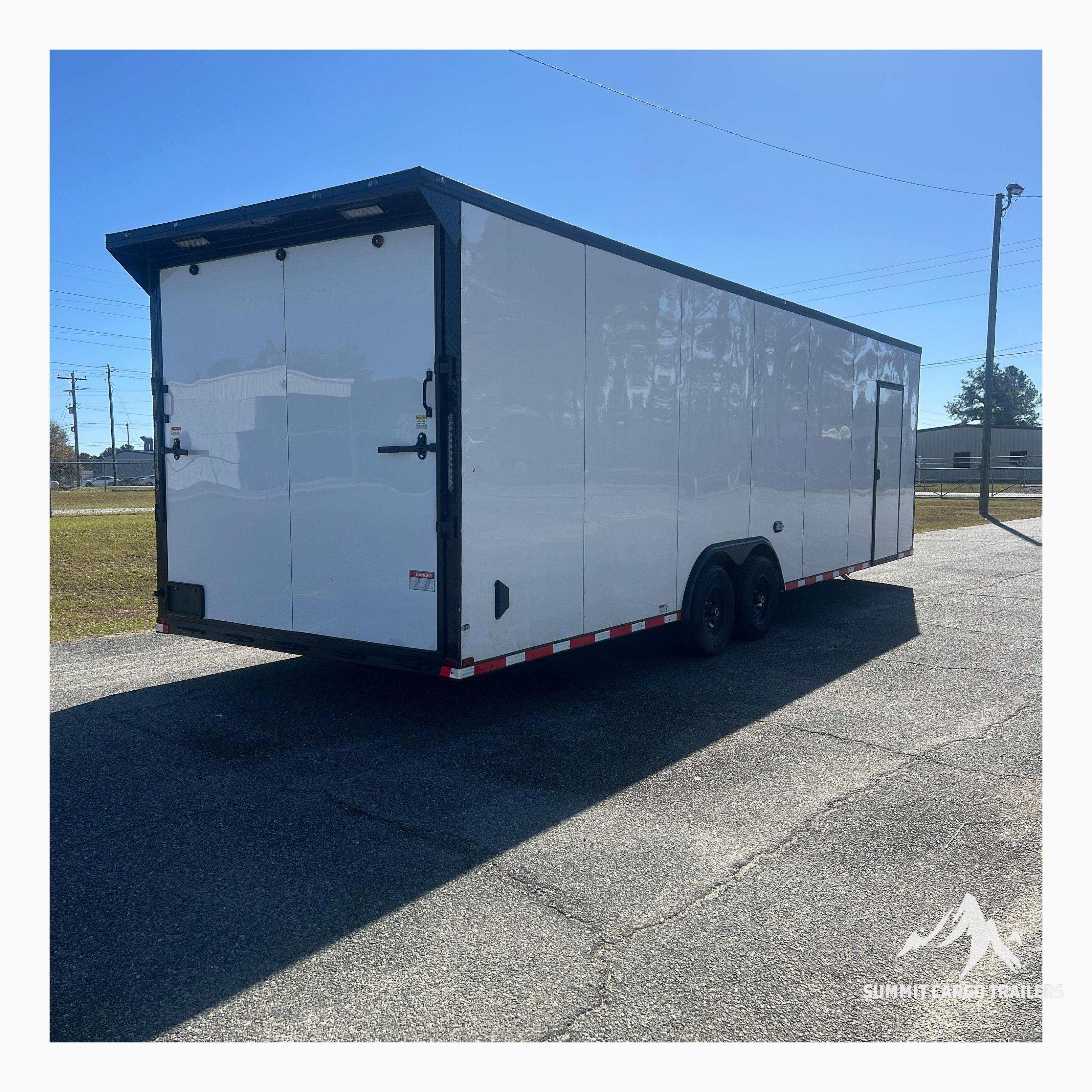 8.5X28TA3 White Standard Car Hauler Trailer