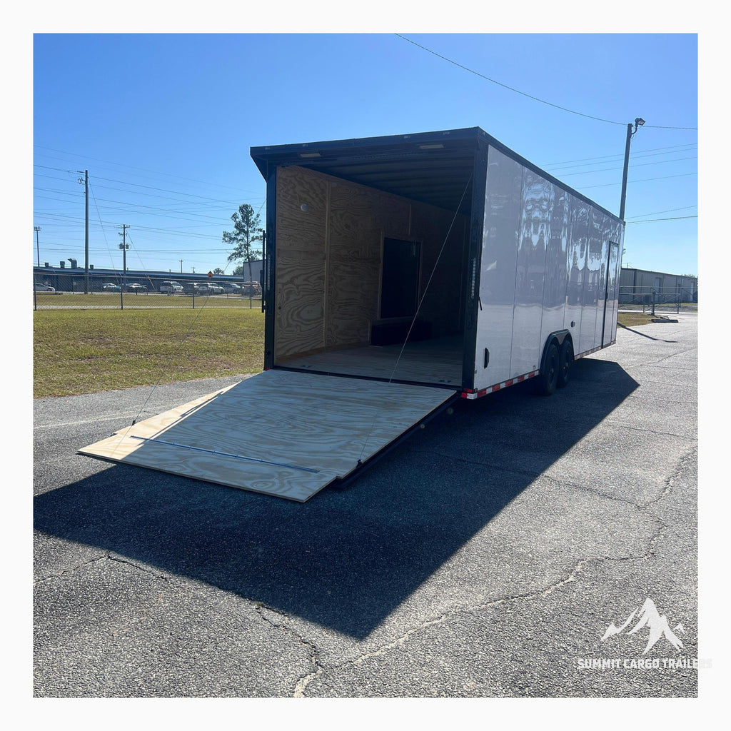 8.5X28TA3 White Standard Car Hauler Trailer