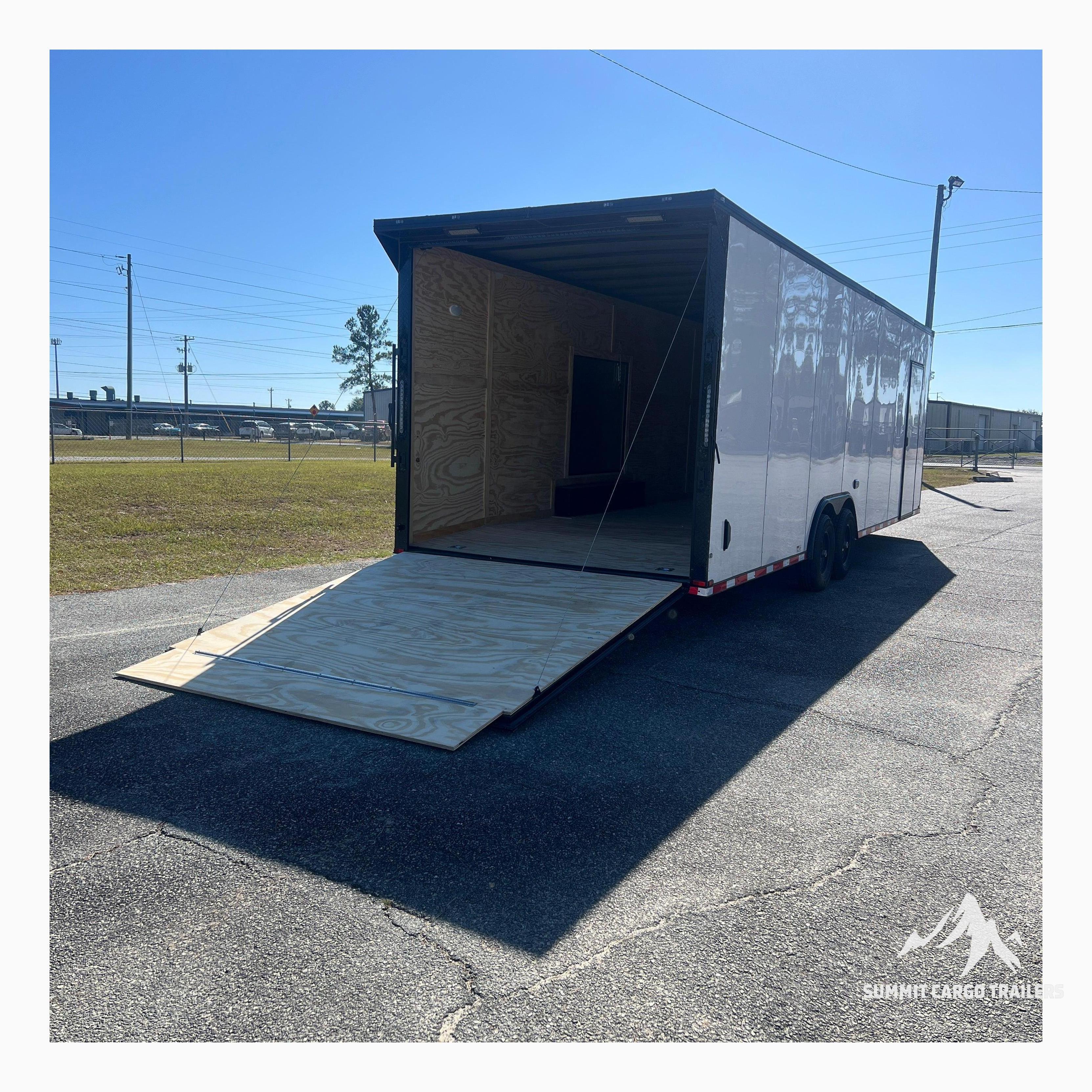 8.5X28TA3 White Standard Car Hauler Trailer