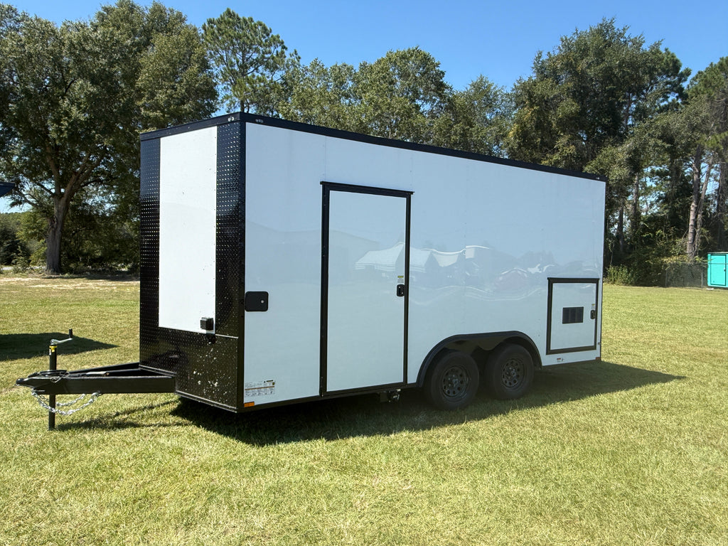 8.5X16 White Beverage Trailer | Coffee Trailer