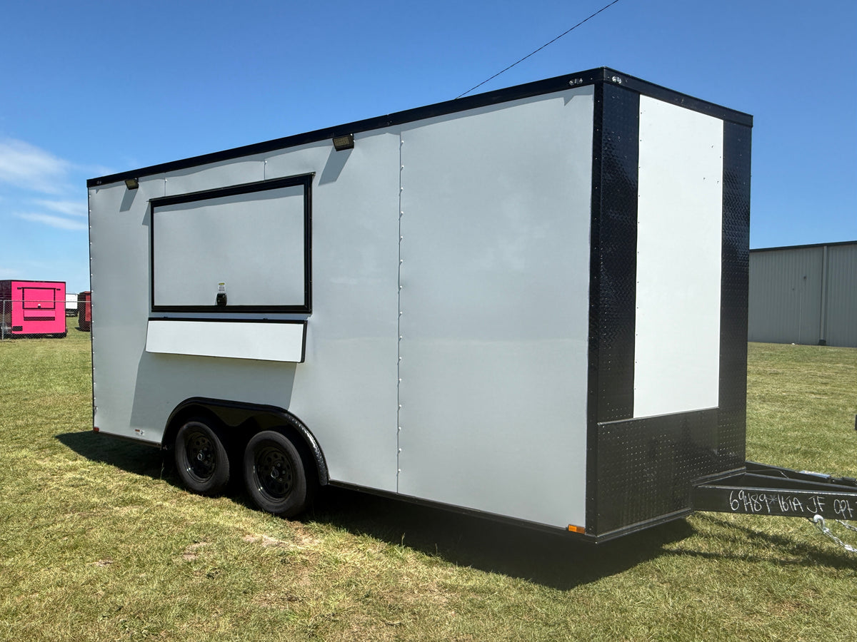 8.5X16 White Beverage Trailer | Coffee Trailer