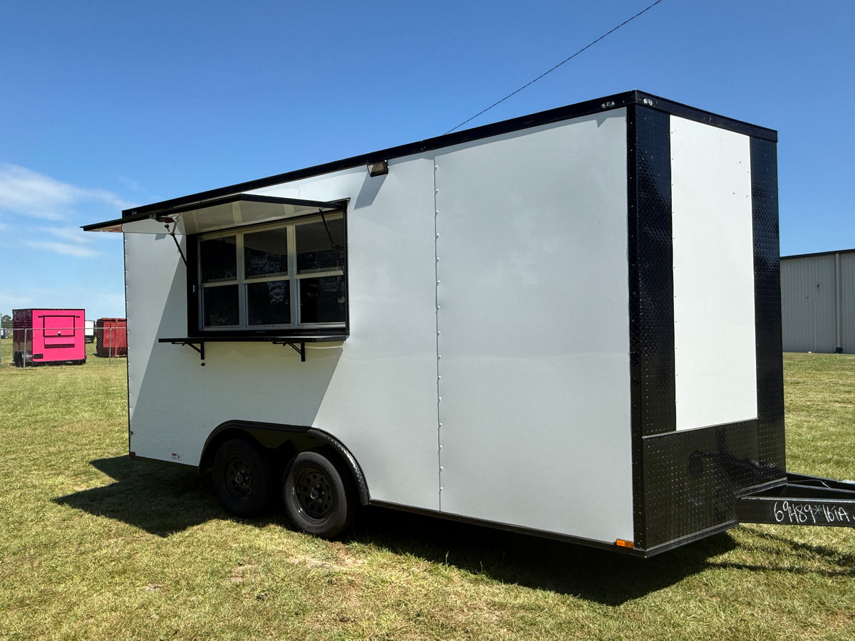 8.5X16 White Beverage Trailer | Coffee Trailer