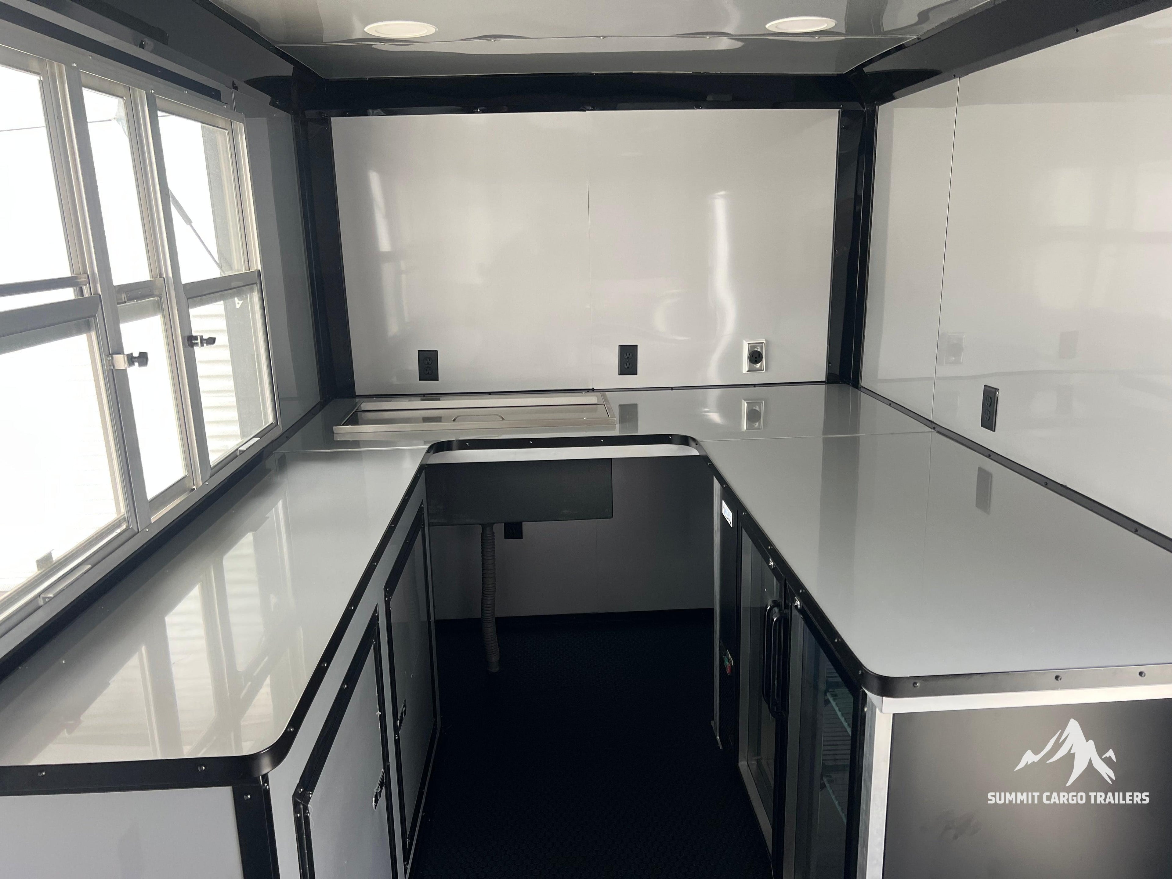 7X14TA Black & Wood Siding Concession Trailer