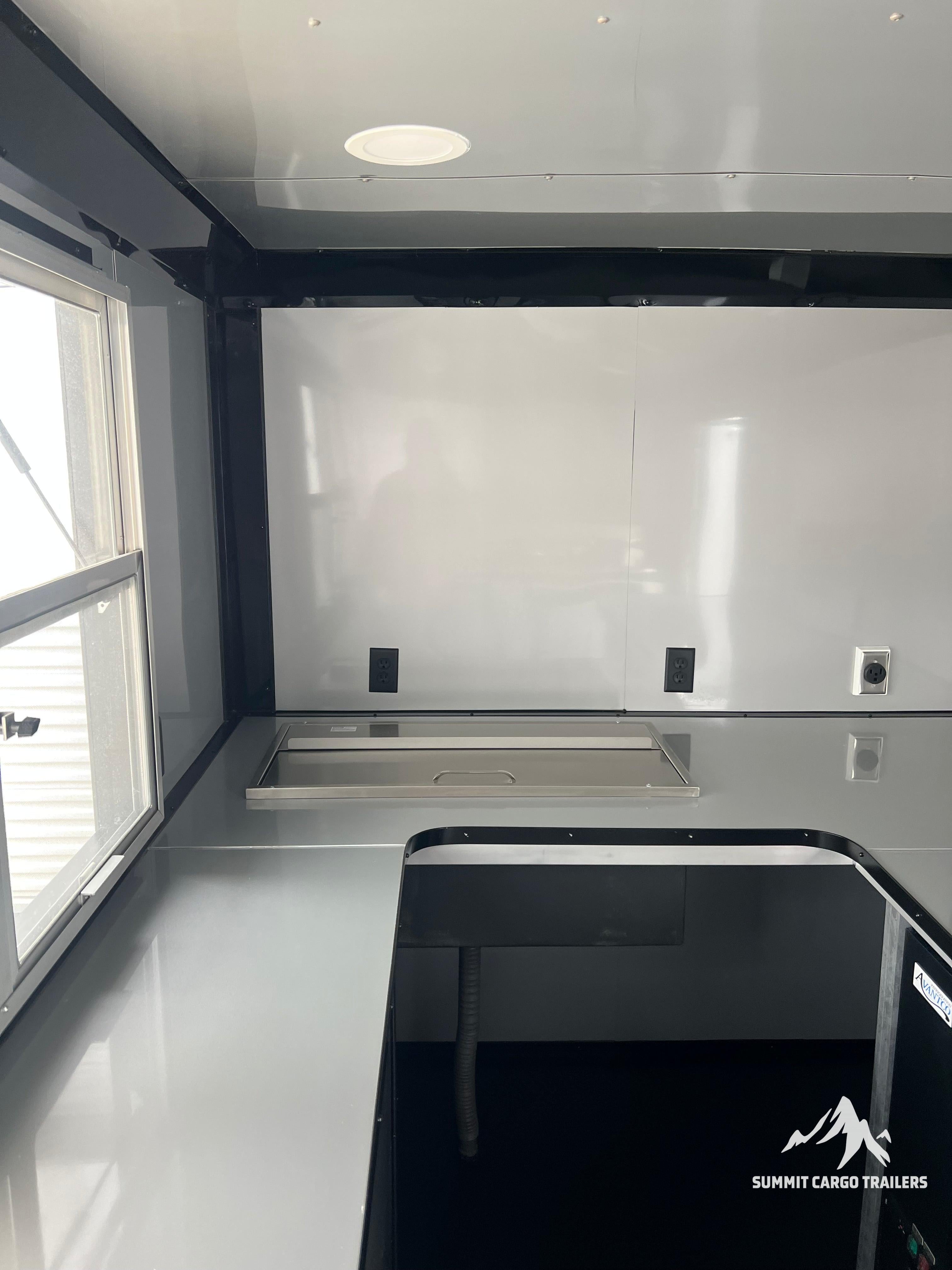 7X14TA Black & Wood Siding Concession Trailer